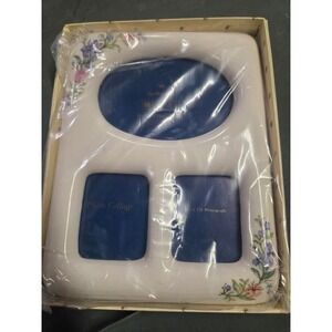Hallmark Vintage Ceramic Floral Photo Collage Picture Frame 3 Opening White